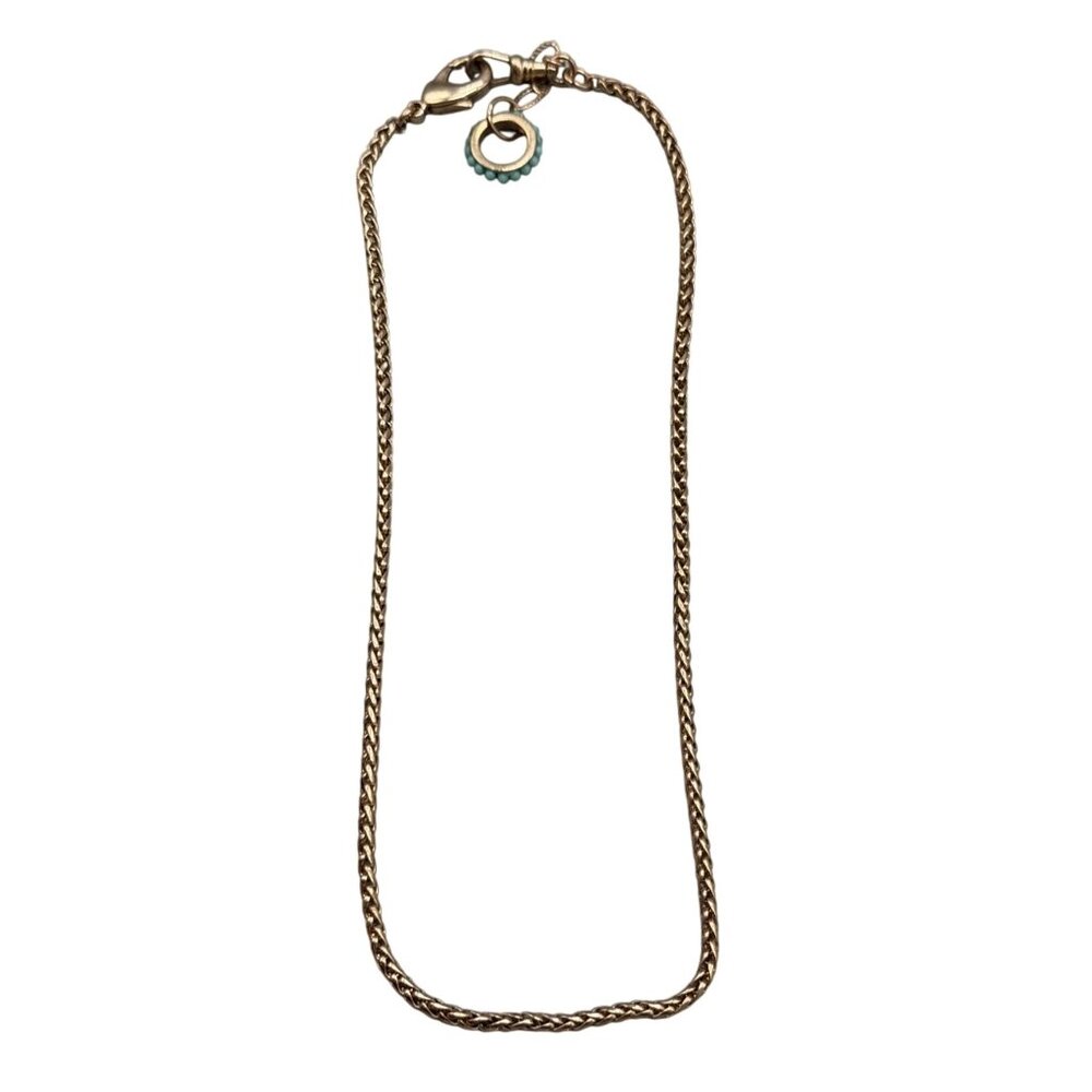 Gold-Tone Braided necklace Turquoise Ring Pendant Lobster Clasp Closure READ